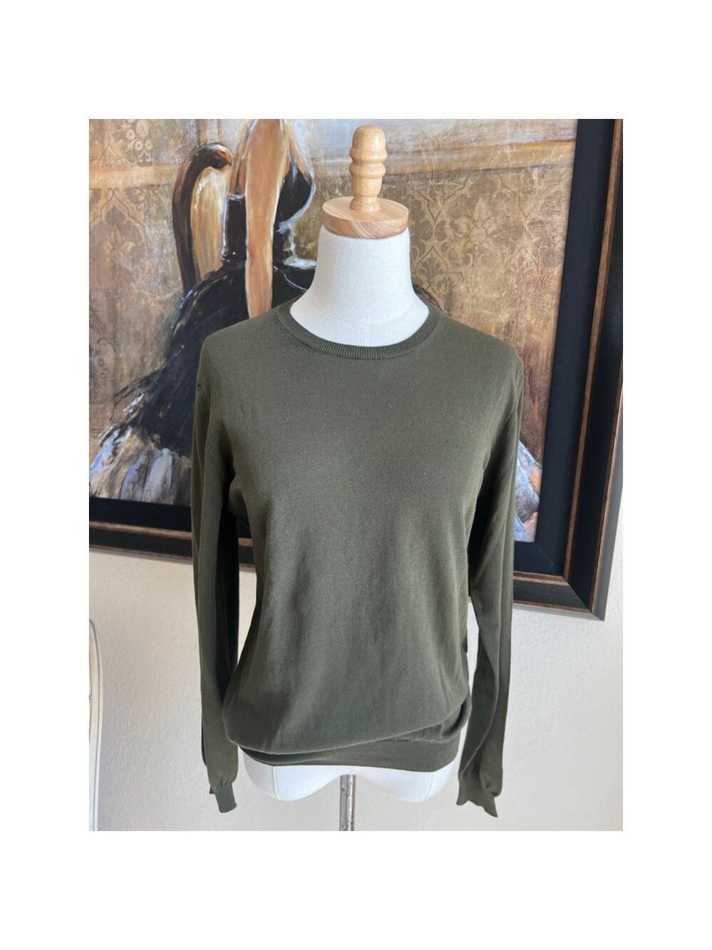 CROSSLEY Crew Neck Sweater M Olive Green Made in Italy